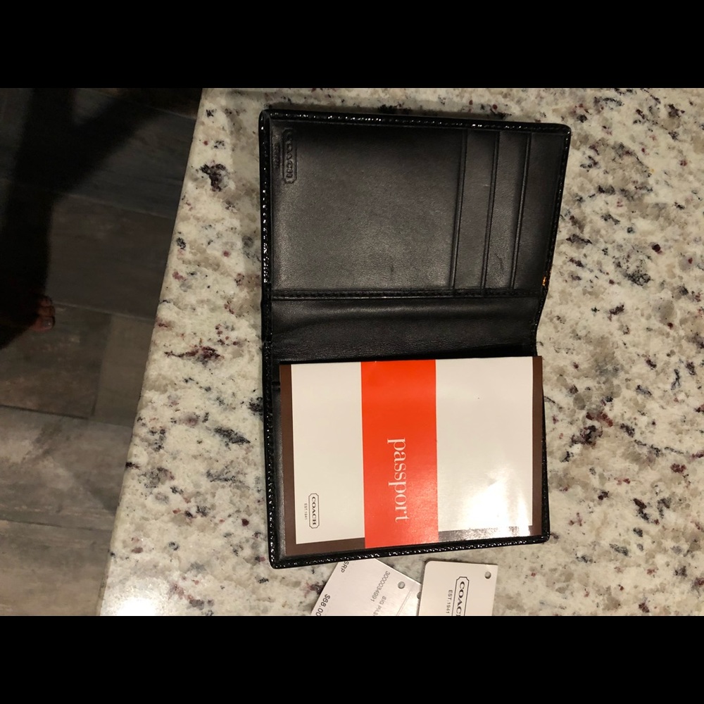 Black Coach passport case NWT